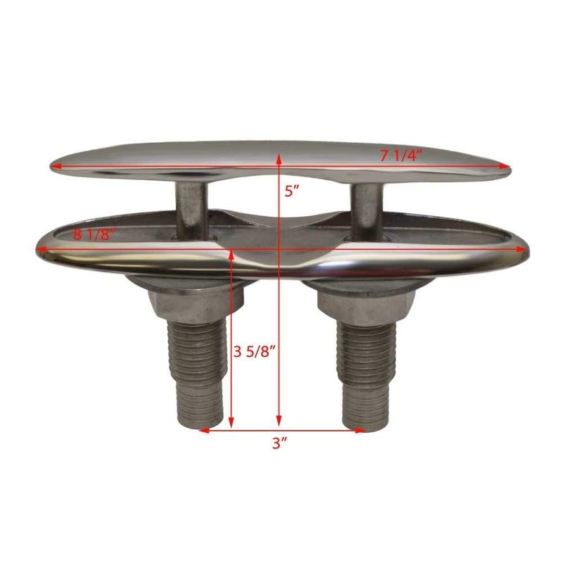 Attwood 66519-1 Retractable Low-Profile Stainless Steel Marine Boat 8-Inch Neat Cleat