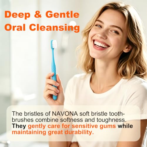 Navona 6 Pack Soft Bristle Toothbrushes for Sensitive Teeth