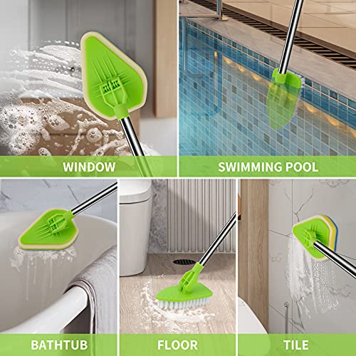 Durable Double-Sided Kitchen Sponges with Long Handle - 4 Pack