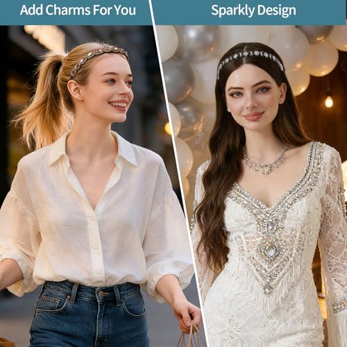 Teenitor 5pcs Rhinestone Beaded Headbands for Women