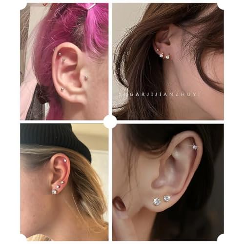 VitaCool Ear Piercing Kit Disposable Ear Cartilage Piercing Gun Kit with Sterile CZ Studs Easy and Safe Earring Self for Yourself Use at Home(Gold Mixed Patterns 3mm)