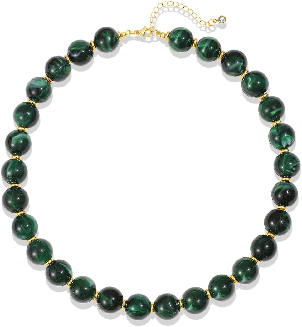 Colorful Beaded Necklace - Chunky Resin Choker for Women | Boho Y2K Statement Jewelry