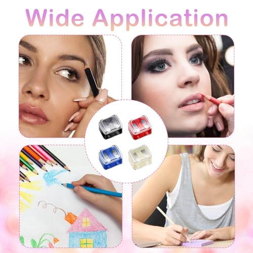 4-Pack Dual Hole Makeup Pencil Sharpeners for Eyeliner & Lip Liner