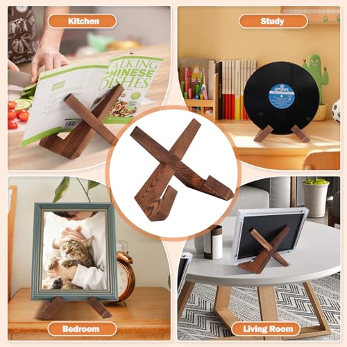 Adjustable Wooden Cookbook Stand - Carbonized Pine Recipe Holder