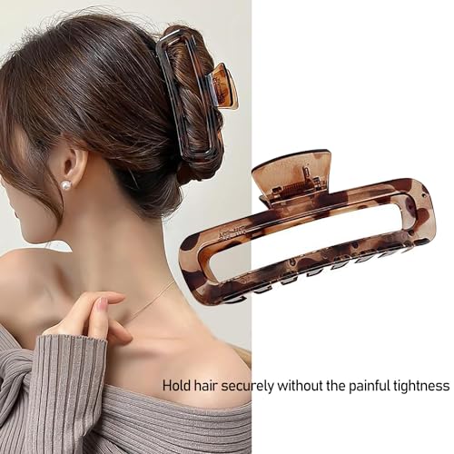 Nalodu 5 Inch XL Unbreakable Hair Claw Clips 2 Pack - Strong Glossy Rectangle for Thick Curly Hair