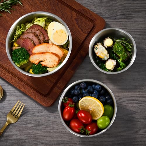 Baalaka Stainless Steel Food Storage Containers Set - 3-Piece Airtight with Lids (12, 20, 34 oz)