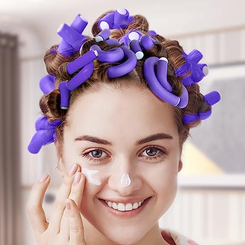 Selizo Purple Small Foam Hair Curlers 9.45" No-Heat Flexible Curling Rods