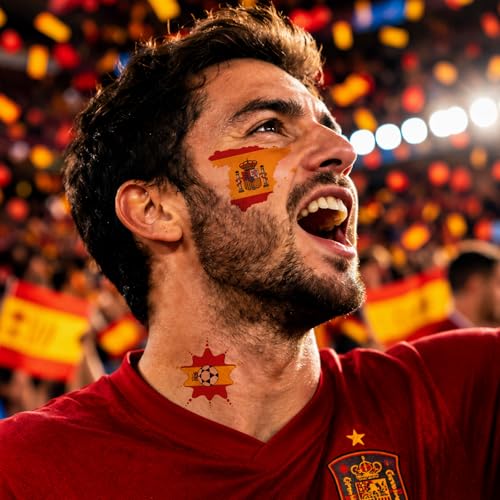 Spain Flag Temporary Tattoos - 20 Pcs Waterproof Body Art