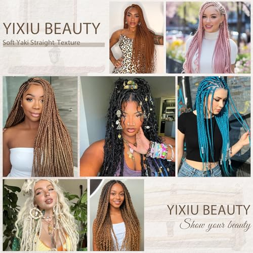 YEXIU Beauty 24 Inch Pre-Stretched Yaki Straight Braiding Hair | 8 Packs Brown
