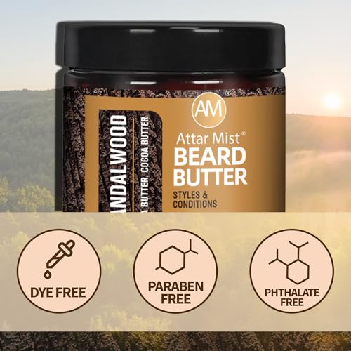 AM Beard Softening Butter with Sandalwood Scent - 4oz Moisturizing Beard Balm