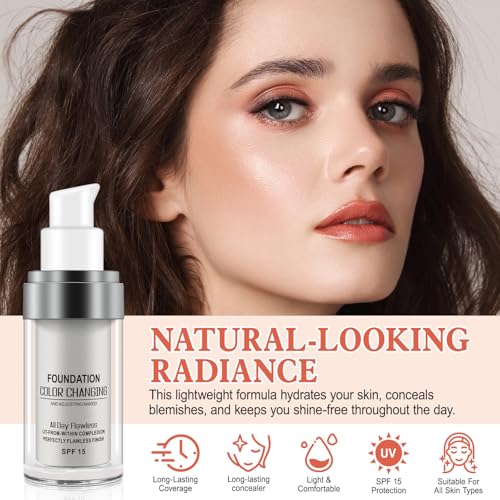 Find Back Color Changing Foundation SPF 15 - Long Lasting Moisturizing Liquid Makeup