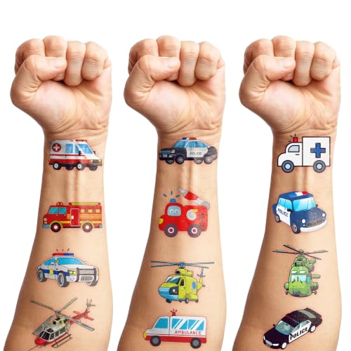60 PCS Emergency Transportation Temporary Tattoos for Kids