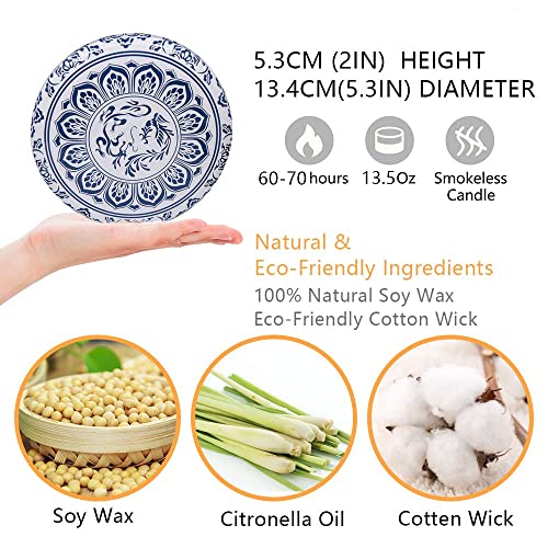 Citronella Candle - Large 3-Wick 13.5oz Lemongrass Scented for Outdoor Use