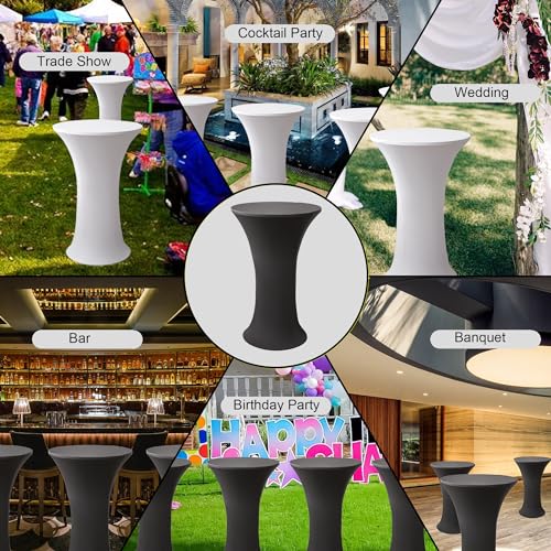Black Spandex Cocktail Tablecloth 24x43 Inch Fitted Cover