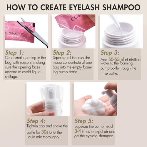 Embagol Lash Shampoo Concentrate - Gentle Cleansing Foam for Eyelash Extensions (6 Bags)