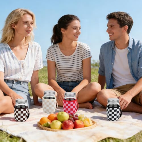 Mason Jar Sleeves - 4 Pack Neoprene Drink Holders with Handle