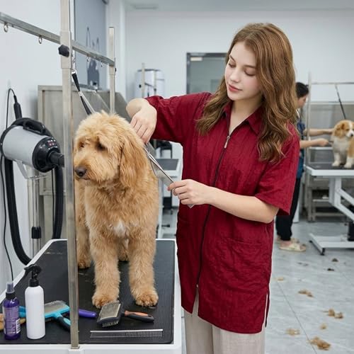 TOPTIE Red Large Nylon Salon Barber Apron for Pet Grooming Dogs & Pets