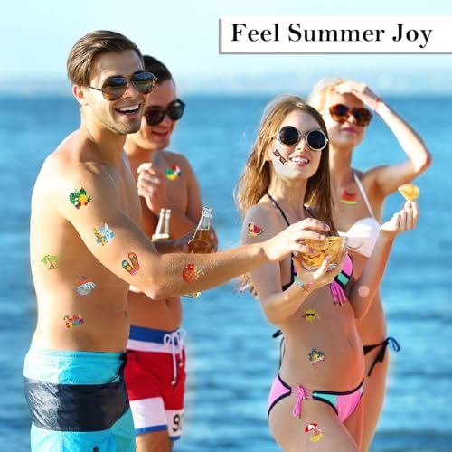 144 Waterproof Tropical Temporary Tattoos for Summer Parties