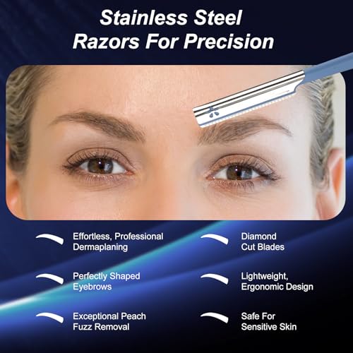 Women Facial Razor for Hair Removal - Dermaplaning Tool Peach Fuzz Trimmer Womens Fine Hair Remover Eyebrow Razors and Dermaplane Face Shavers Women's Exfoliating for Sensitive Skin Essential Travel