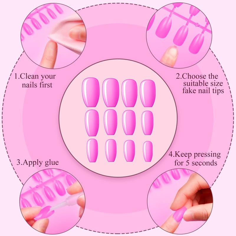Maitys 720-Piece Medium Square Coffin Press-On Nails, 30 Sets Glossy