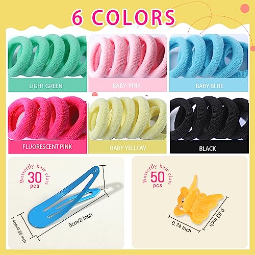Kids & Girls Hair Accessories Set with Rubber Bands Clips & Organizer Box