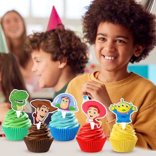 24Pcs Toy Cupcake Toppers - Eco-Friendly Cake Decorations