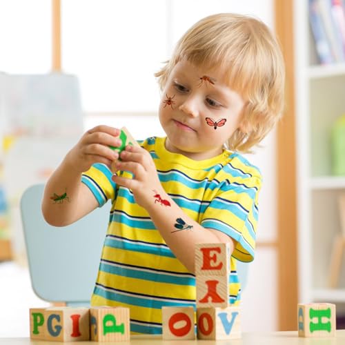 72 Pcs Insect Temporary Tattoos Set for Kids - Waterproof Bug Designs