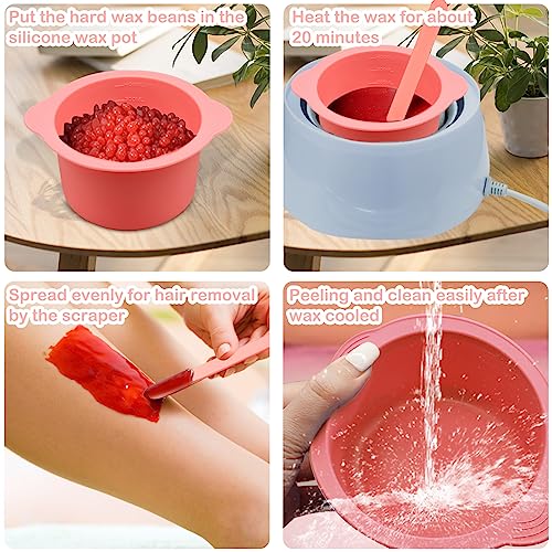 HingTai 2Pcs Silicone Wax Warmer Liners with Spatulas for Hair Removal