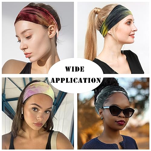 FULZTEY Style 71 Boho Tie Dye Headbands for Women, 6-Pack Yoga & Workout Hair Accessories