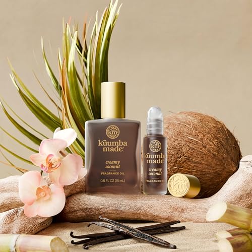 Kuumba Made Creamy Coconut Fragrance Oil, Long-Lasting Scented Oil Perfume Roller, Vegan, Alcohol-Free, 0.15 Fl Oz