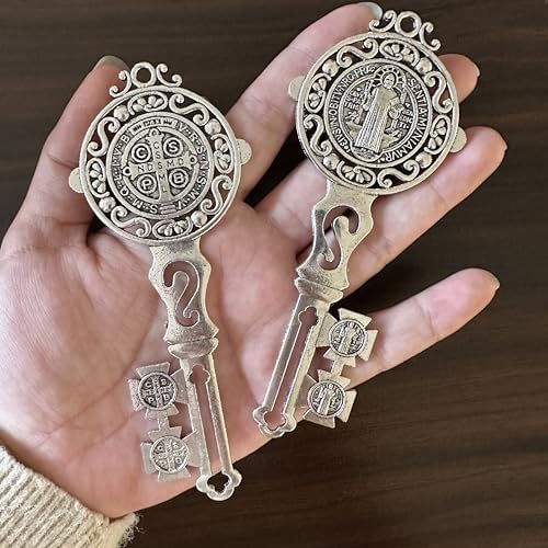 Enamel Saint Benedict Key Blessing Wall Hanger - 2 Pcs Set