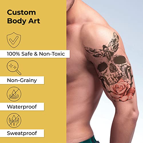 Sovereign-Gear Saturn Temporary Tattoos for Men & Teens - Fake Arm & Body Sleeve Set