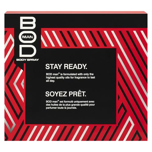 BOD Man Body Spray Gift Set - Black, Really Ripped Abs, Most Wanted