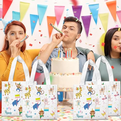 20 Pack Jungle Animal Gift Bags - Reusable Party Favor Bags