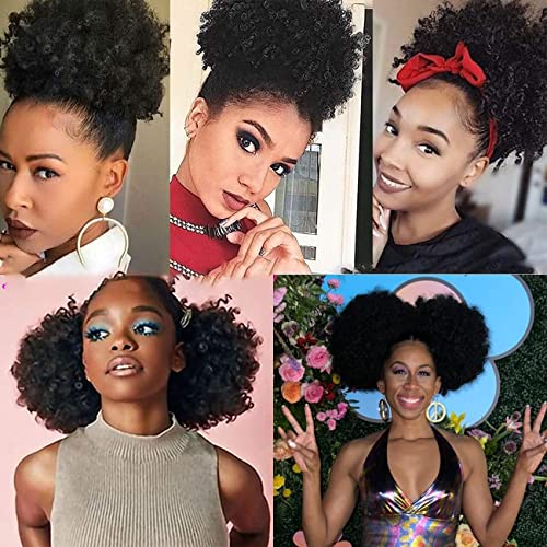 Short Curly Drawstring Ponytail Extension for Black Women - No Bangs (1B)