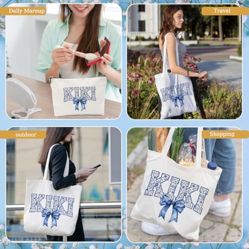 Kiki Canvas Tote Bag & Makeup Bag Set - Gift for Women