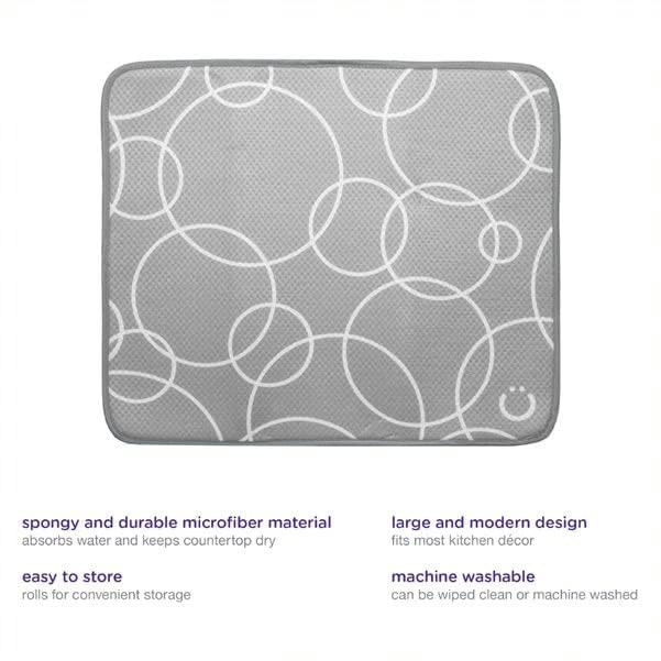 Ubbi Microfiber Dish Drying Mat Set of 2 - Gray Kitchen Essential