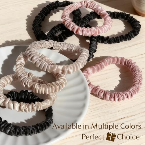 YANIBEST Classic 6 Pcs Mulberry Silk Scrunchies Non-Slip Hair Ties
