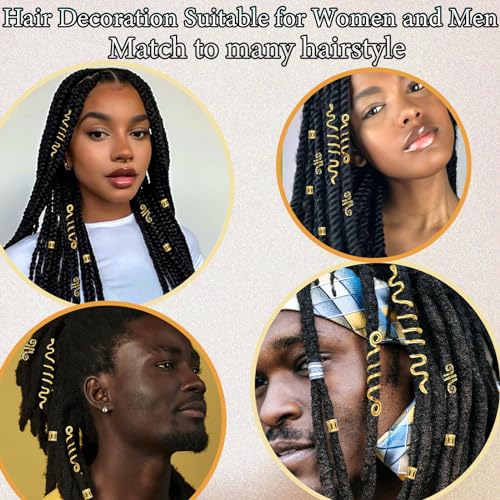 VENOFEN Gold Hair Jewelry Set for Viking Locs & Dreadlocks - 27PCS Charms & Cuffs