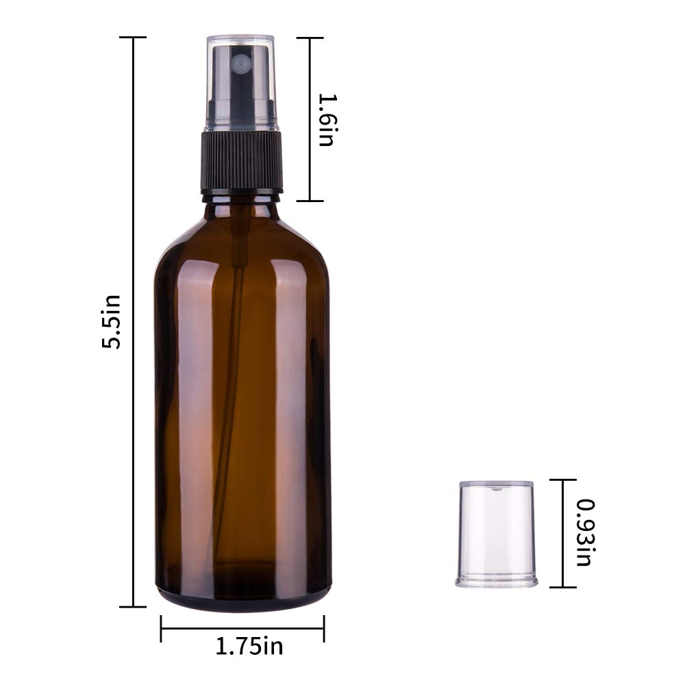 Amber Glass Spray Bottles for Essential Oils - 4oz Fine Mist Spray Bottle | 2 Pack