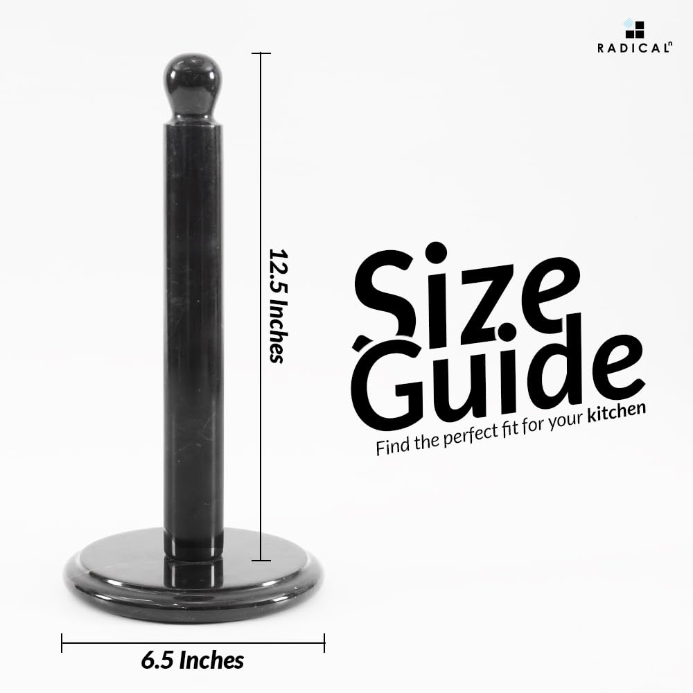 Radicaln Black Marble Paper Towel Holder Countertop – 12.5 Inch Towel Stand for Bathroom & Kitchen, Premium Handmade Countertop Towel Holder, Elegant & Durable Design