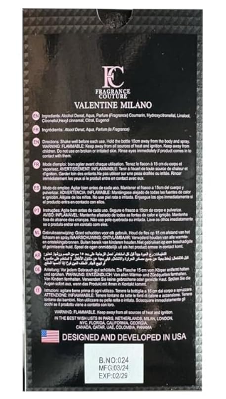 Valentine Milano Men's EDP 3.4 FL OZ - Premium Fragrance