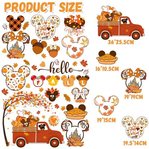 Mouse Themed Fall Window Clings - 9 Sheets Removable Stickers