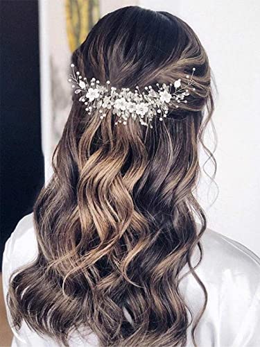 Bridal Wedding Hair Vine with Pearls and Rhinestones - Silver Headpiece for Brides