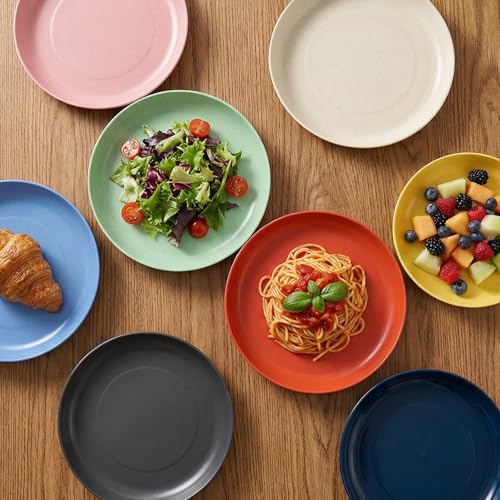8-Pack Unbreakable Wheat Straw Dinner Plates - 8.7-Inch, Eco-Friendly