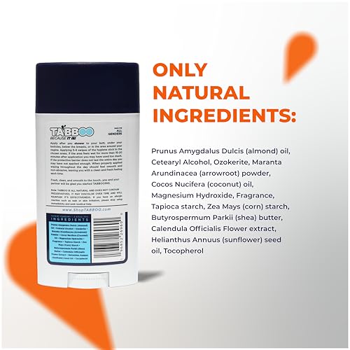 Tabboo All-Natural Hygiene Stick - Aluminum-Free Body Balm for Friction, Dry Skin & Freshness (Fresh) 2.65 oz