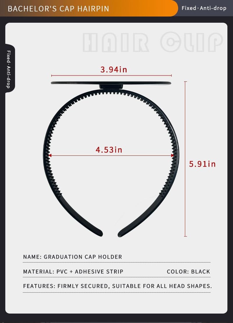 Graduation Cap Headband - Anti-Fall Hairband for Students | Keeps Hairstyle Fixed