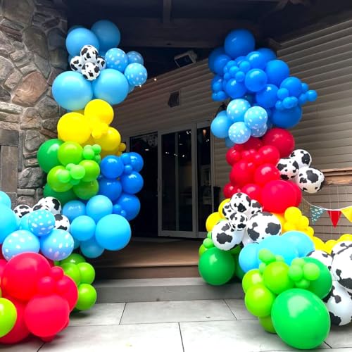 Cow Print Balloons Set - Sky Blue Cloud Design, 60pcs
