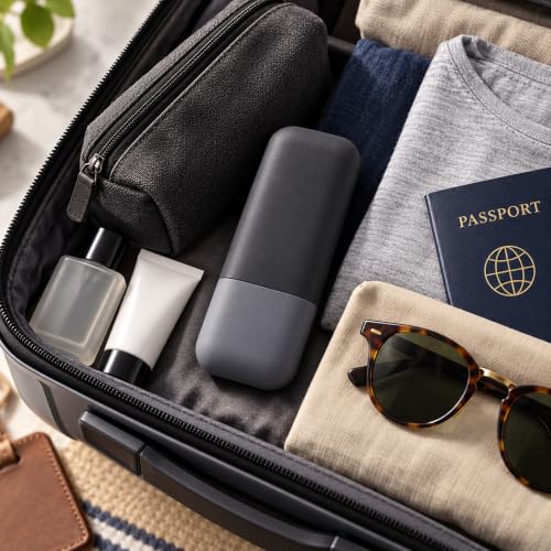 Koulowgee Black Gray Razor Travel Case Compatible with Gillette Fusion, ProGlide & Mach3