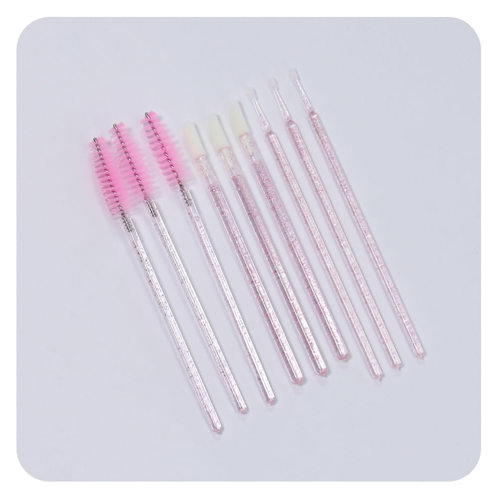 ANNAFRIS 300pcs Eyelash Extension Supplies Kit Disposable Lash Spoolies Brushes Mascara Lip Brushes(Brush Kit-B)